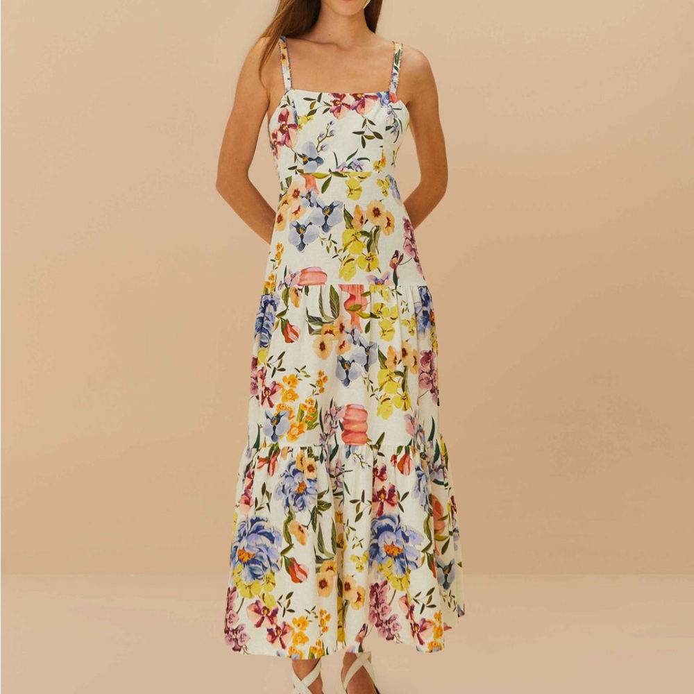 Yellow and White Ruffled Tiered Sundress for Wedding Guest